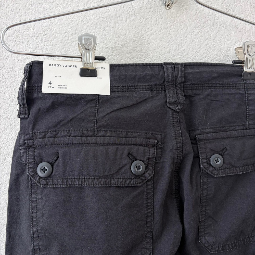 American Eagle Baggy Jogger Women 4 Black NWT High Rise Cargo Stretch Pants - Picture 2 of 7